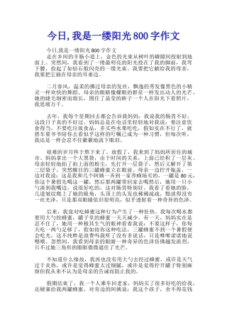 今天-我是一缕阳光800字作文