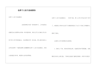 仓库个人实习总结报告