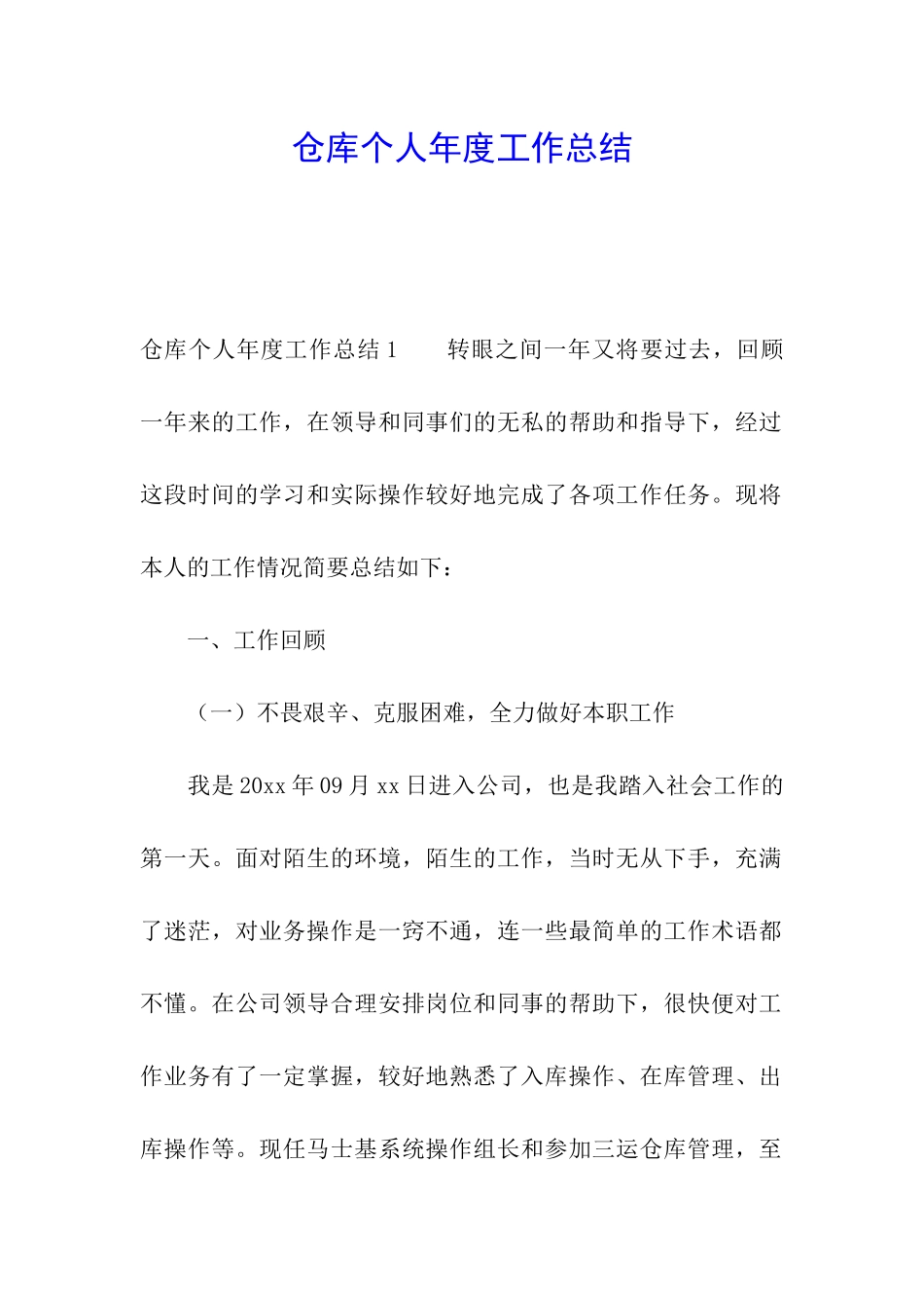 仓库个人年度工作总结_第1页