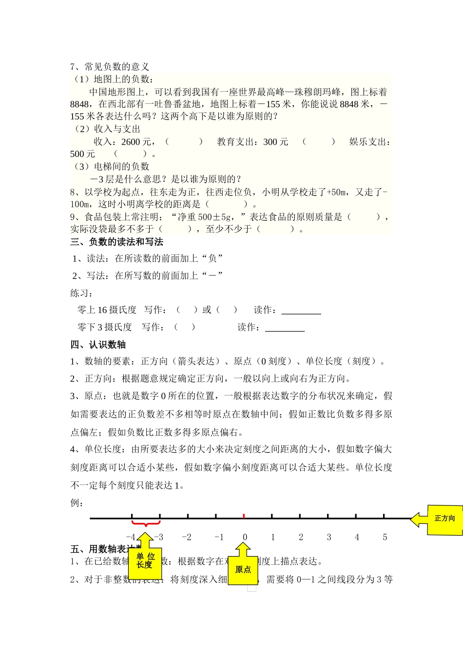 2025年小学六年级数学下册各单元知识点_第3页