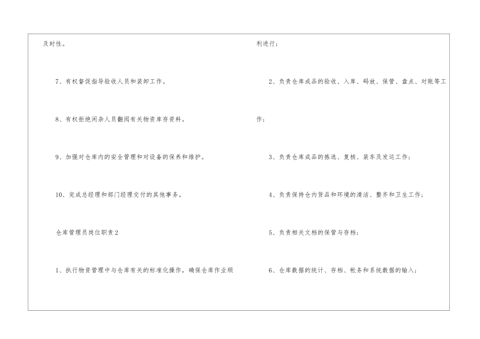 仓库管理员岗位具体职责说明_第2页