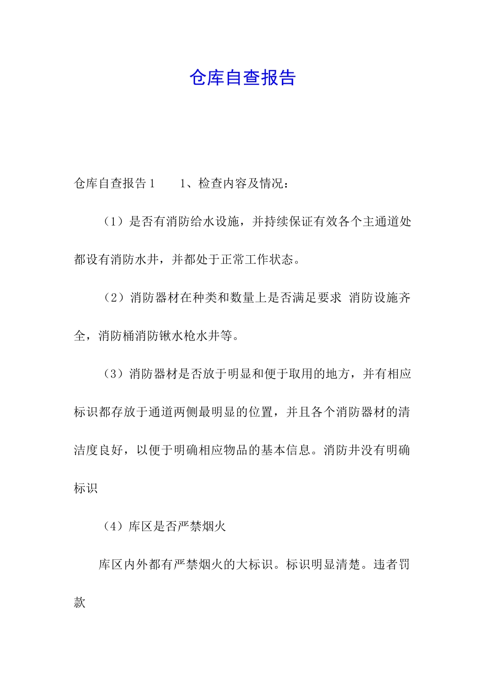 仓库自查报告_第1页