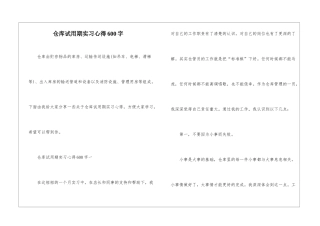 仓库试用期实习心得600字