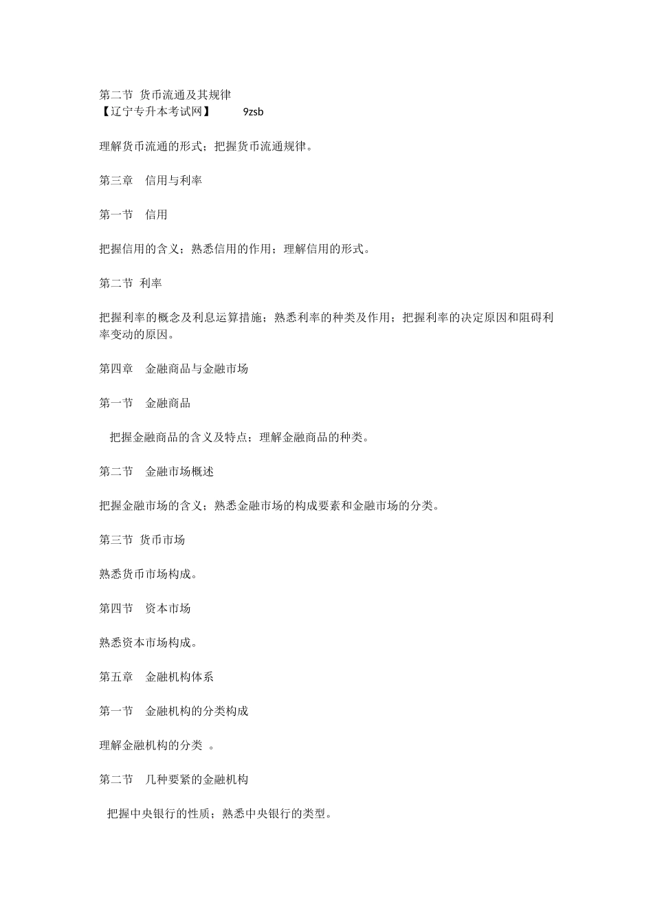 2025年X东北财经大学专升本考试大纲《金融学》_第2页