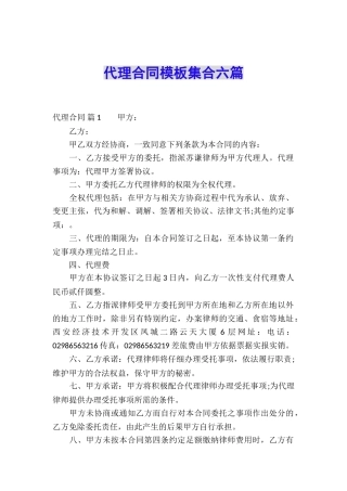代理合同模板集合六篇