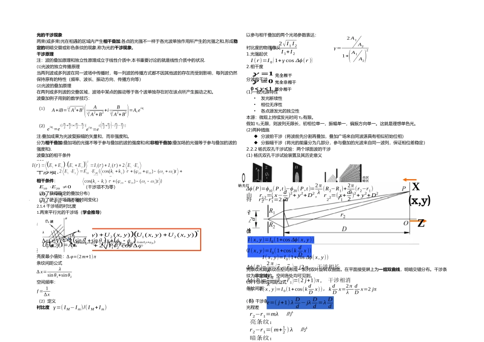 2025年光的干涉知识点总结_第1页
