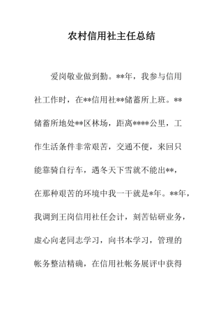 2025年农村信用社主任总结