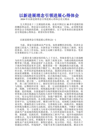以新发展理念引领发展心得体会