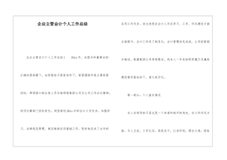 企业主管会计个人工作总结