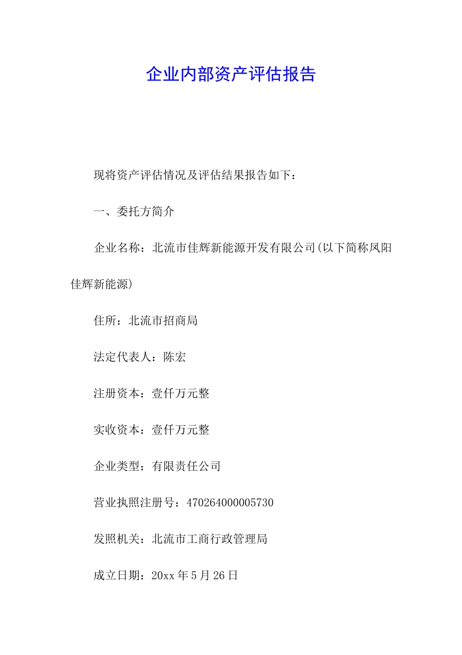 企业内部资产评估报告_第1页