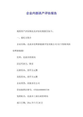 企业内部资产评估报告