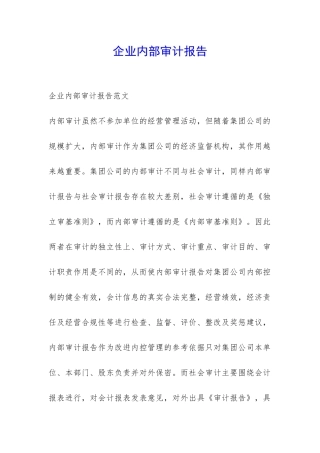 企业内部审计报告-
