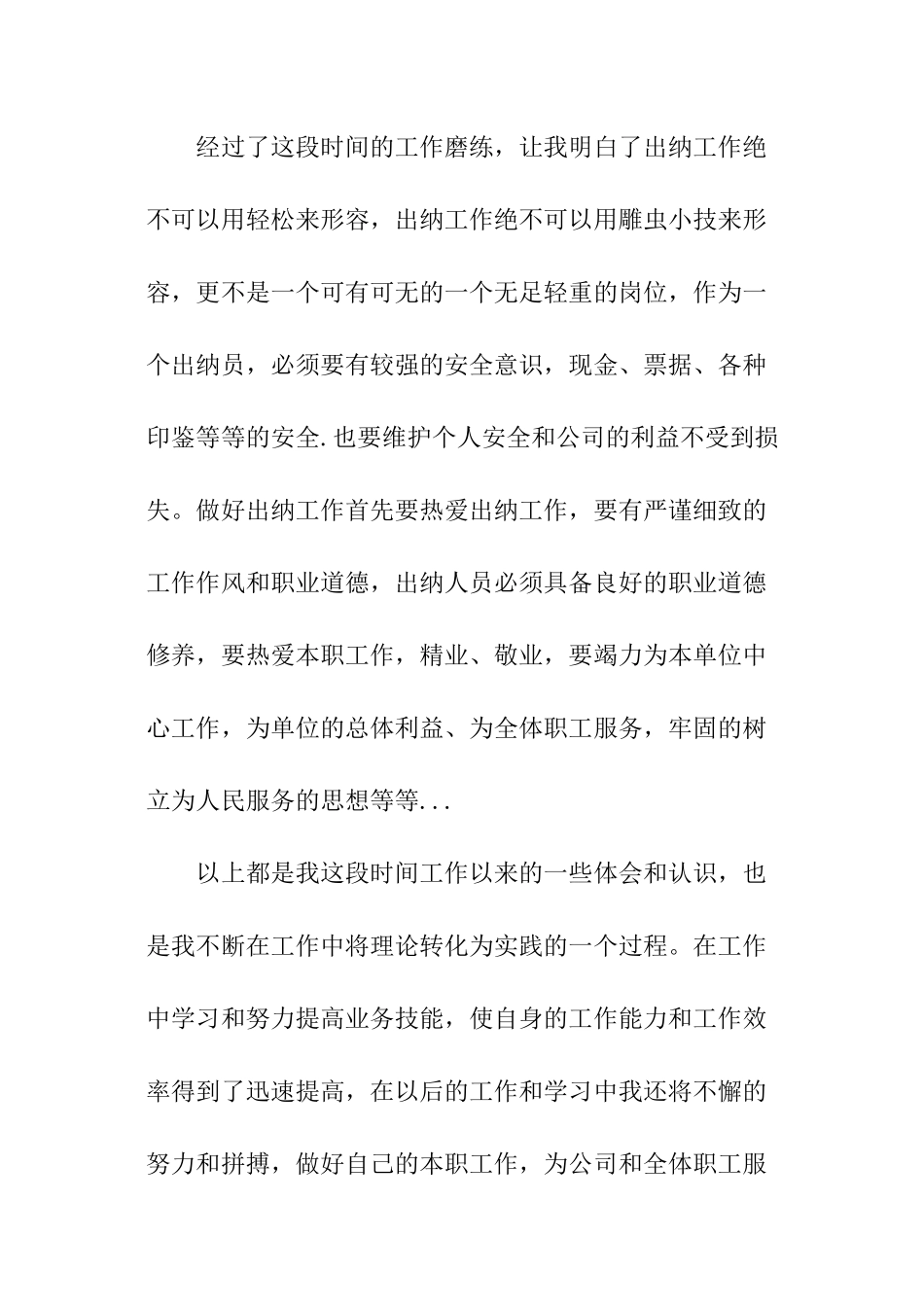 企业出纳述职报告_第2页