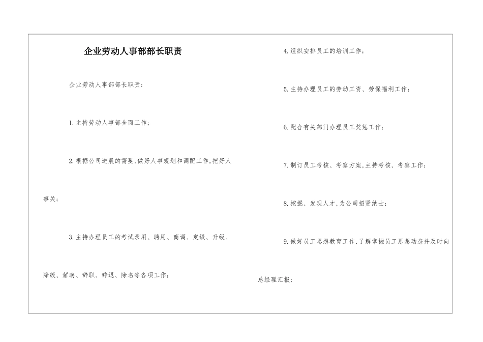 企业劳动人事部部长职责--_第1页