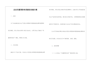 企业双重预防体系建设实施方案
