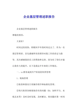 企业基层管理述职报告
