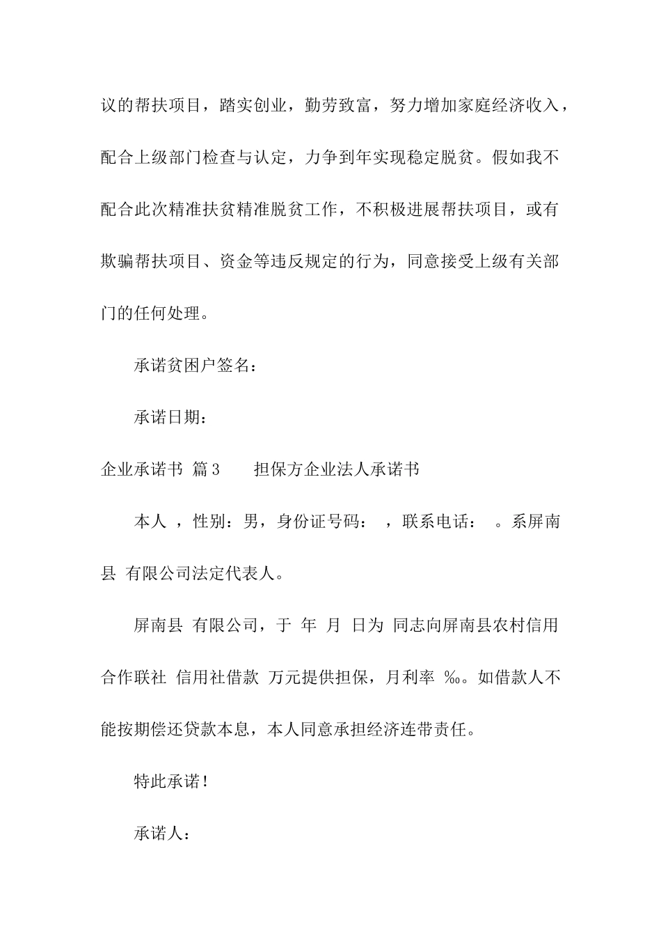 企业承诺书模板汇总八篇_第3页