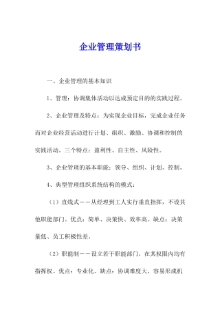 企业管理策划书