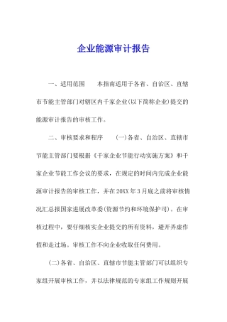 企业能源审计报告