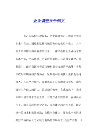 企业调查报告例文
