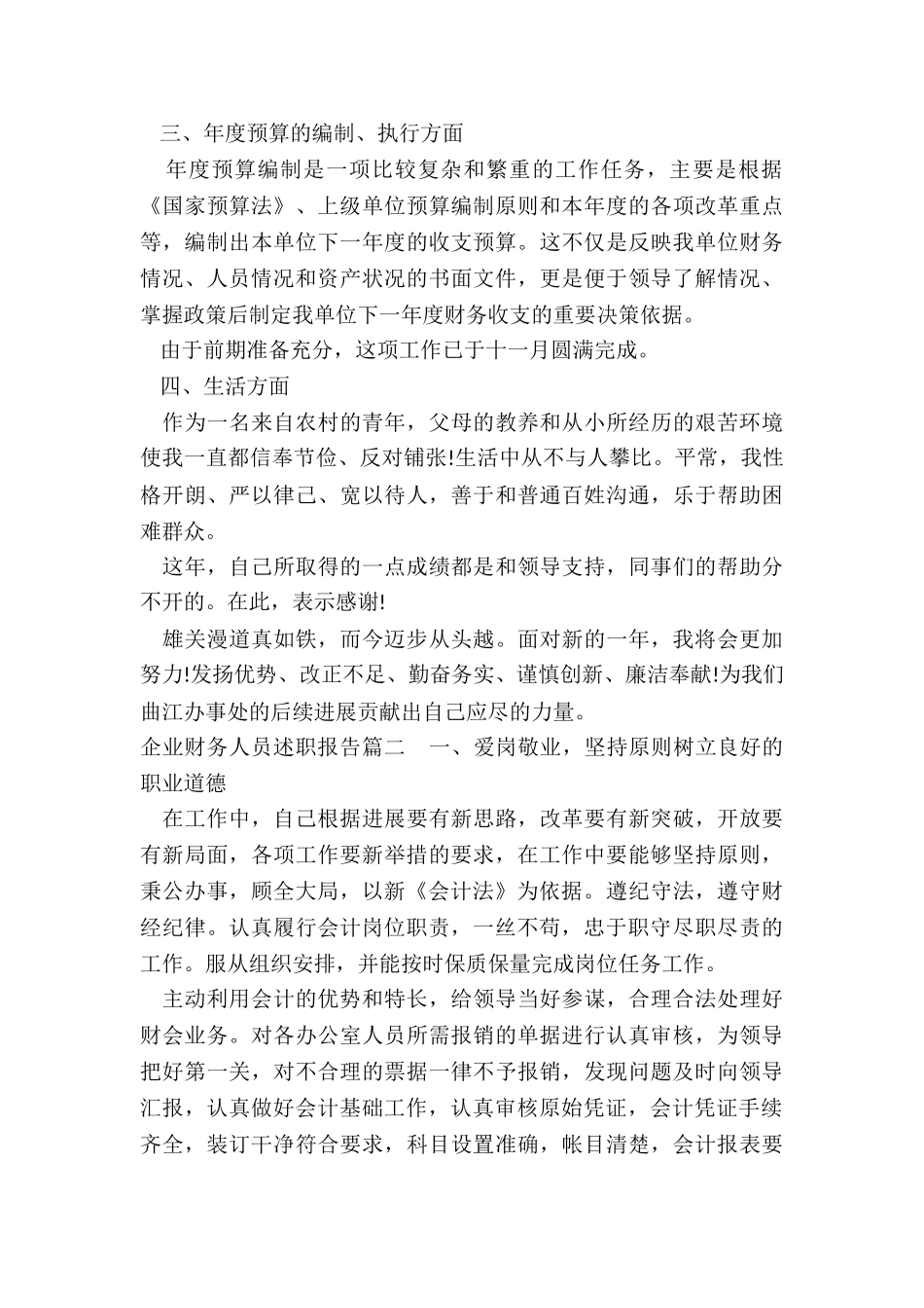 企业财务人员述职报告_第2页