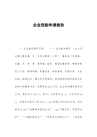 企业贷款申请报告