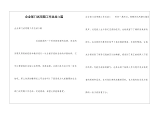 企业部门试用期工作总结3篇