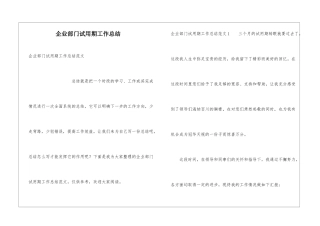 企业部门试用期工作总结