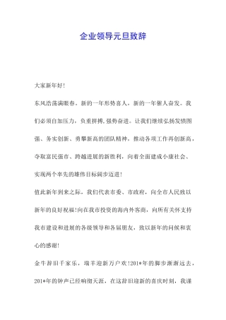 企业领导元旦致辞