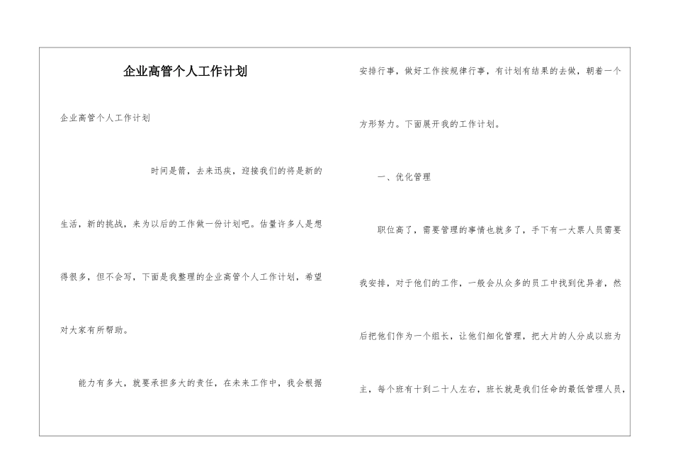 企业高管个人工作计划_第1页