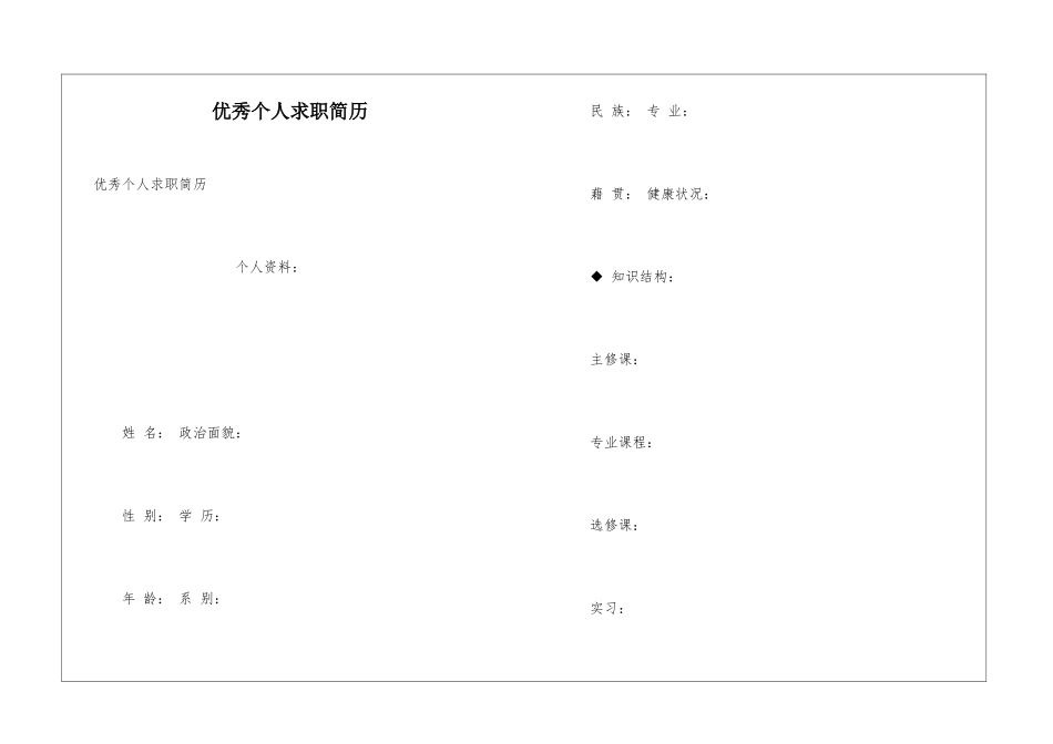 优秀个人求职简历_第1页