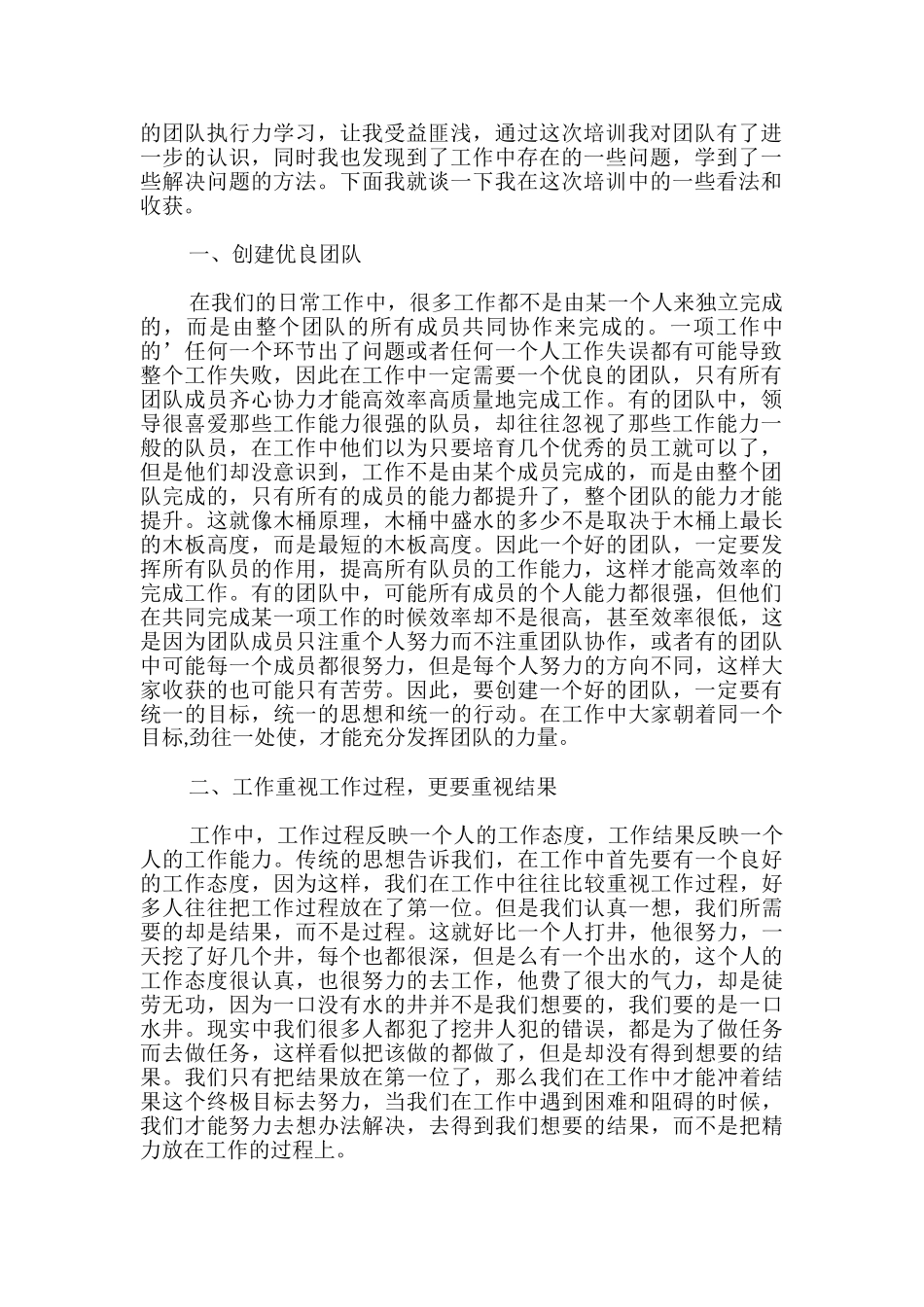 优秀团队执行力培训心得体会_第2页