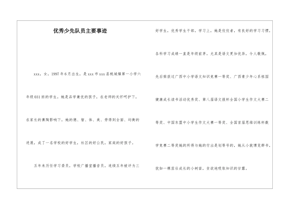 优秀少先队员主要事迹_第1页
