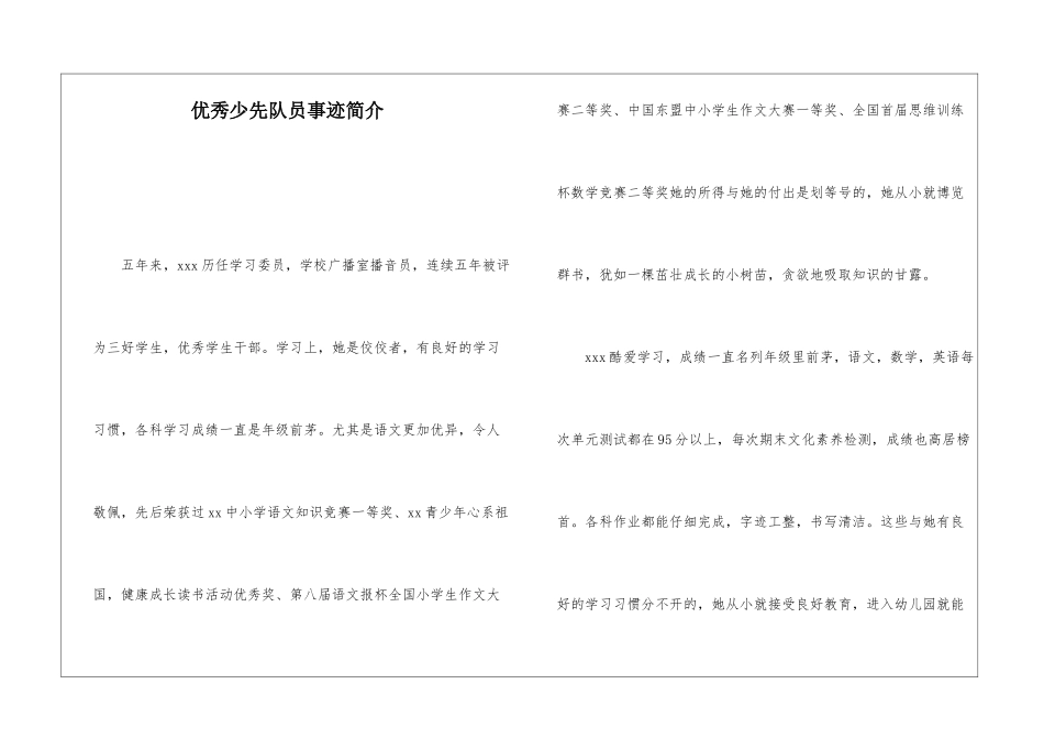 优秀少先队员事迹简介_第1页