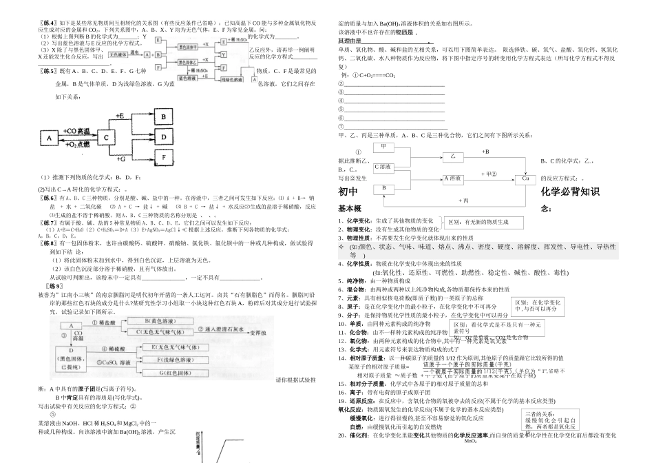 2025年初三化学推断题专题复习以及必背知识_第2页