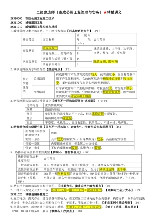 2025年二级建造师《市政公用工程管理与实务》精华讲义