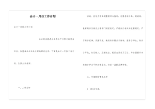 会计一月份工作计划