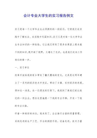 会计专业大学生的实习报告例文-