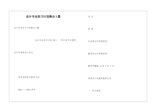 会计专业实习计划集合5篇