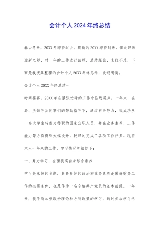 会计个人2024年终总结-