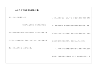 会计个人工作计划(集锦15篇)