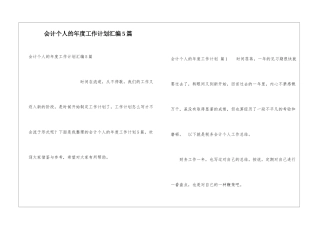会计个人的年度工作计划汇编5篇