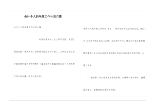 会计个人的年度工作计划六篇