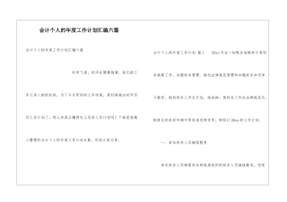 会计个人的年度工作计划汇编六篇
