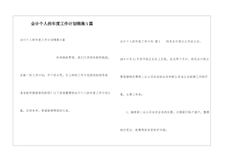会计个人的年度工作计划锦集5篇