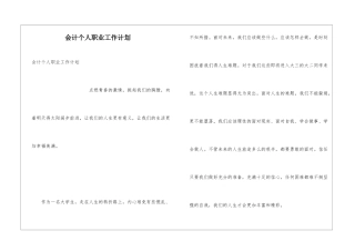 会计个人职业工作计划
