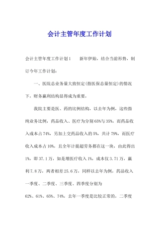 会计主管年度工作计划