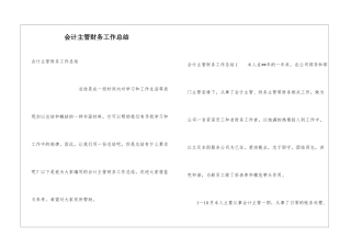 会计主管财务工作总结
