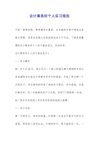 会计事务所个人实习报告-