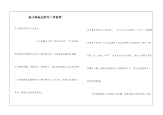 会计事务所实习工作总结
